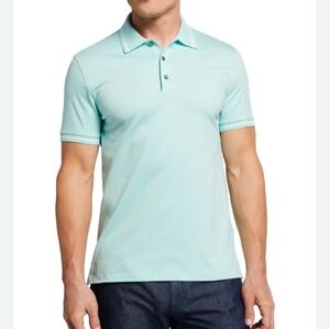 Calvin Klein Liquid Touch Men's Polo Shirt 100% Cotton Size Large Sea Foam Green